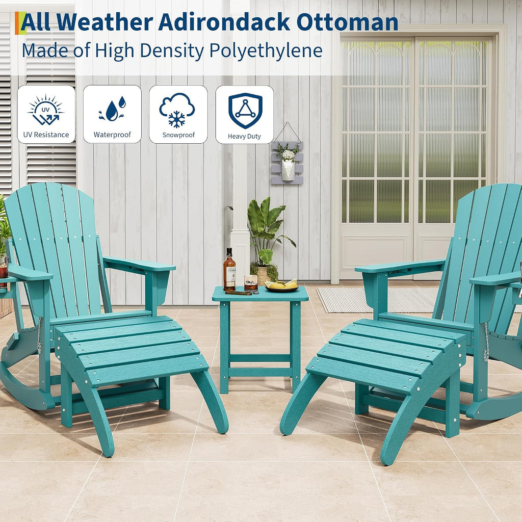 PeakPursuit Adirondack Ottoman Foot Rest for Adirondack Chair, HDPE Resin Weather-Resistant Outdoor Patio Footstool for Porch, Pool, Lawn & Backyard Use