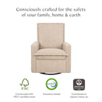 Babyletto Cali Flange Recliner and Swivel Glider in Chai Shearling, Greenguard Gold and CertiPUR-US Certified