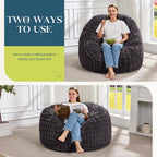 Hobestluk Bean Bag Chairs Beanbag Chair with Filler Adult Bean Bags with Fluffy & Machine Washable Cover, Giant Bean Bag Chairs for Aduts (Dark Grey, 3FT-36" x 36" x 22")