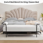 SOFTHION Entryway Bench End of Bed Bench 61.2",Modern Upholstered Bench Ottoman,Corduroy Paded Footrest Stool with Metal Legs for Living Room, Foyer Mudroom Hallway,White