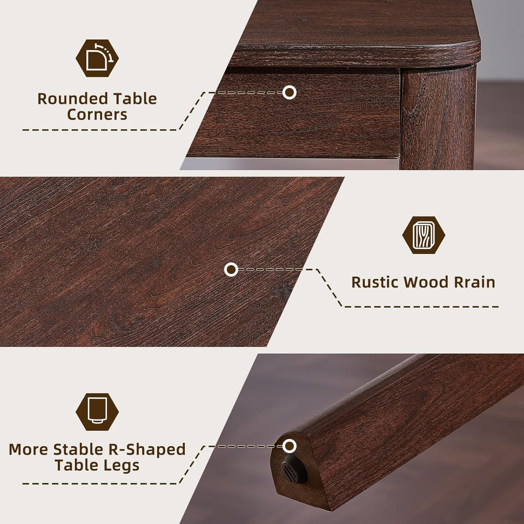 Joaxswe Farmhouse Nesting Tables Set of 3, Living Room Table Set with Rounded Corners & 4 Thickened Table Legs, Walnut