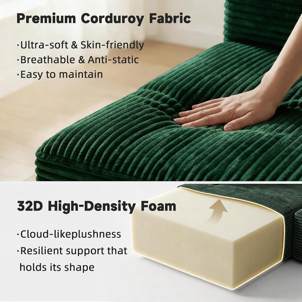 Bashaw 108" Cloud Sectional Boneless Couches Sofa with Chaise, Modular L-Shape Couch Deep Seat Memory Foam Compressed Sofa for Living Room