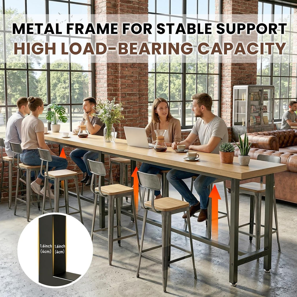 Bar Table,Industrial High Top Pub Table, Long Counter Height Dining Table for Small Space,Kitchen,Dining,Cafe & Restaurant