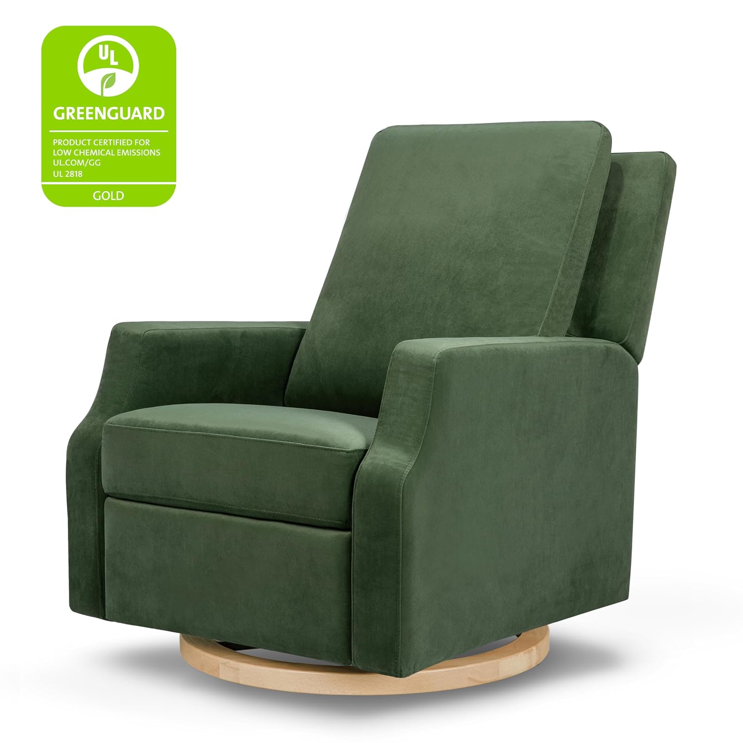 Namesake Crewe Nursery Glider Recliner w/ 360° Swivel Green | GREENGUARD Certified Glider Rocking Chair for Nursery & Living Room Manual Recline & Swivel Glide