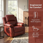 Manual Recliner Chair, Nursery Chair, Recliner Chair for Adults, Lazy Boy, Gaming Recliner wih Overstuffed Arms, Suitable for Home Theater, Living Room, Bedroom, Red