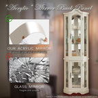 Lighted Corner Curio Cabinet 70.5" Tall Wooden China Cabinet with Tempered Glass Doors, Freestanding Glass Display Case Wine Cabinet Storage Rack for Bar and Liquor Storage (White)