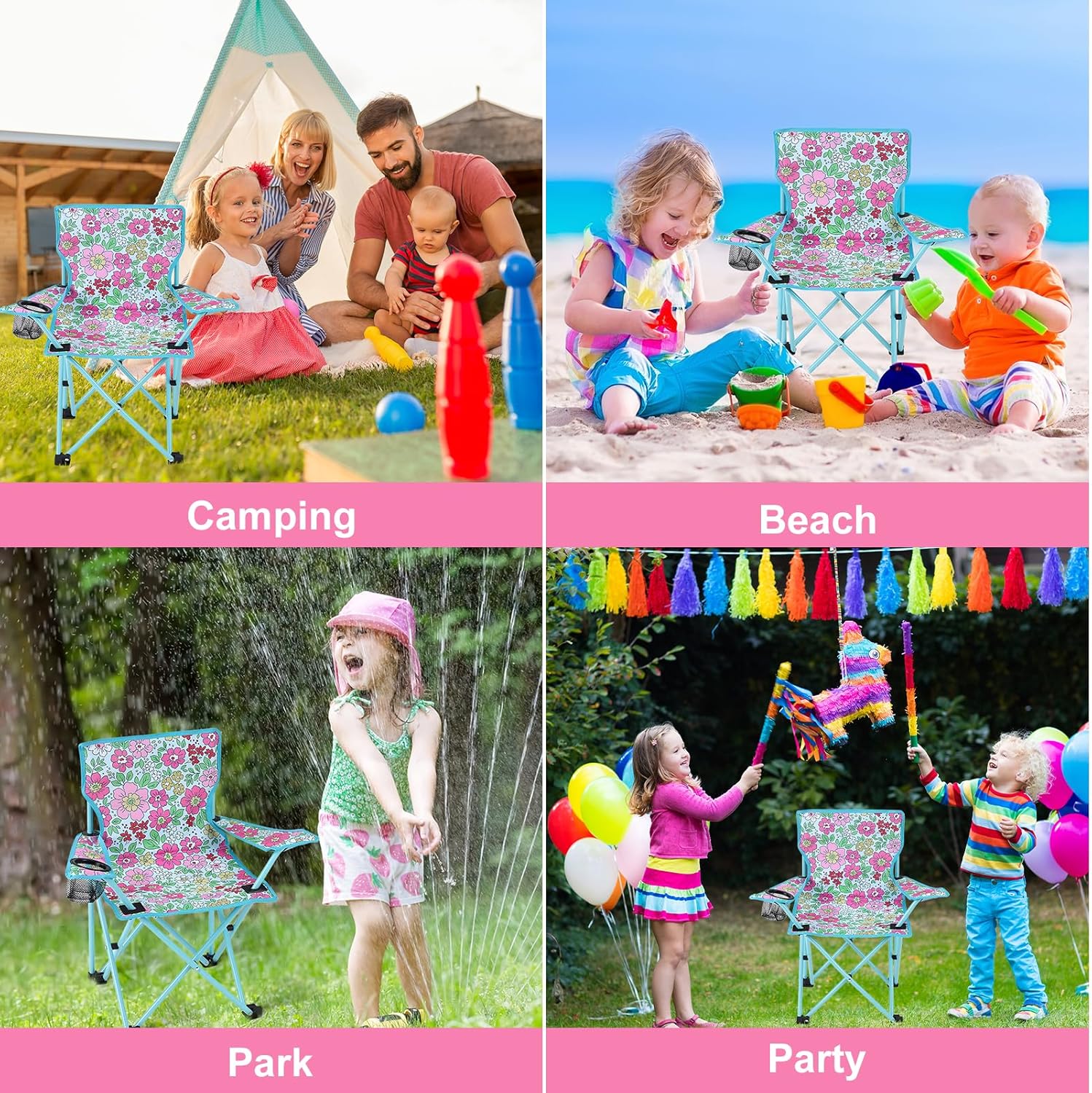 KABOER Kids Outdoor Folding Lawn and Camping Chair with Cup Holder and Carrying Bag, Children's Camping Chairs