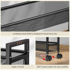 ThreeHio 6 Tier Slim Storage Cart, Narrow Cart with Wheels, Metal Mobile Shelving Unit Organizer for Kitchen, Bathroom, Laundry Room, Living Room & Narrow Spaces, Black, 6in(W)