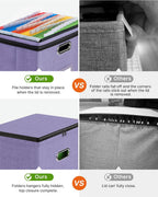 Oterri File Organizer Boxes with Lids, File Box with Mesh Pockets, Document Organizer Box for Letter Size Folders, Zippers Important Document Organizer (Light Purple, Small-2 Pack Without Folders)