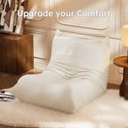 Morden Fort Big Bean Bag Chair for Adults, Faux Leather Bean Bag Sofa, Memory Foam Lounge Chairs with Ergonomic Design, Lazy Togo Chair for Living Room, Bedroom, Dorm, Office(White)