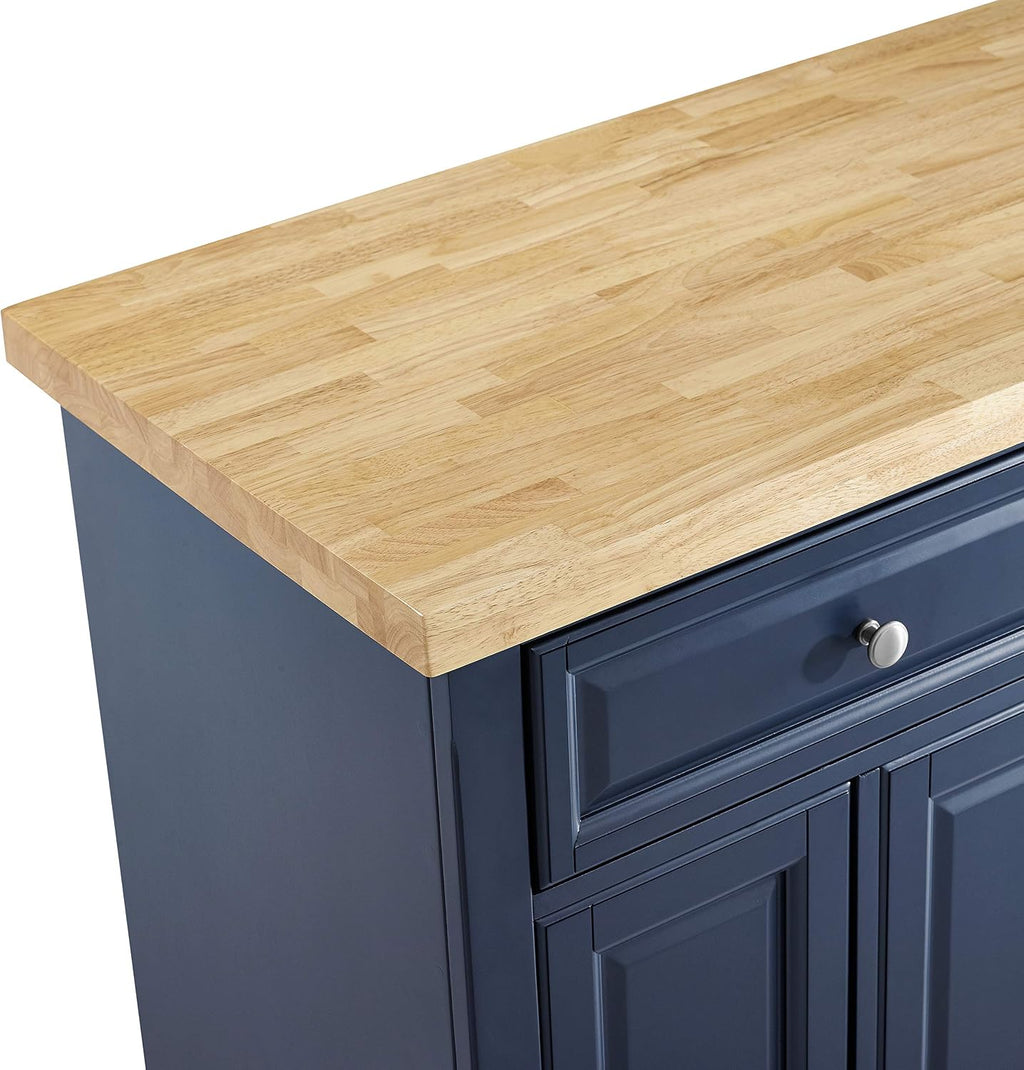 Crosley Furniture Madison Madison Kitchen Island, Microwave Stand, Coffee Bar, with Storage Shelves and Drawers, Navy