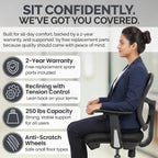 OfficeFactor Drafting Chair Tall Office Chair with Arms Executive Ergonomic Standing Desk Chair with Anti Scratch Wheels and Footrest