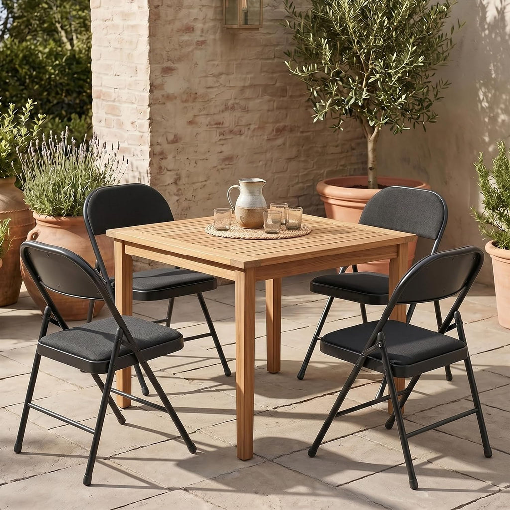 6 Pack Folding Chairs, Fabric Folding Dining Chair Set with Padded Cushion and Back, Indoor Outdoor Folding Chair Set for Home Office Parties Events Wedding