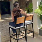 Crestlive Products Outdoor Bar Stools Set of 2, Patio Counter Height Barstools with Cushions, Tall Chairs with Back and Footrest for Deck, Lawn, Garden, Backyard, Poolside, Or Indoor Use