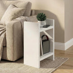 Furinno Viola Side Table, 2-Tier Modern End Table with Open Shelf, 1.2-Inch Extra Thick Frame Night Stand, Open Back Bedside Table, Easy Assembly, for Living Room, Bedroom, White