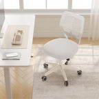 Small Desk Chair Armless Task Chair with Soft Padded Cushion Height Adjustable Swivel Rolling Comfortable Study Computer Chair, White