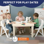 Giggle & Play 2 Pack of Kids Folding Chair with Backrest - Lightweight, Portable Toddler Chair for Indoor, Outdoor, Playroom & Classroom (White)