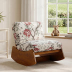 Mid-Century Modern Chenille Rocking Chair, Pattern White | Soft chenille upholstery | Sturdy solid wood base | Set of 1 | For nursery, living room, & bedroom