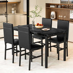 AWQM 5 Piece Dining Table Set for 4,Faux Marble Kitchen Table and Chairs for 4, Modern Dining Room Table with 4 Chairs,Dinner Table Set for Small Spaces, Black