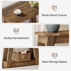 Tribesigns Wood End Table, Small Side Table with 2 Storage Shelves, Rustic Accent Narrow Nightstand for Living Room, Bedroom (1, Rustic Brown)