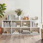 Giantex 4-Cube Book Shelf, 17'' Modern S-Shaped Couch End Sofa Side Table with Storage, Wood Cube Organizer, Small Bookshelf for Living Room Bedroom Home Office Dorm, White (1)