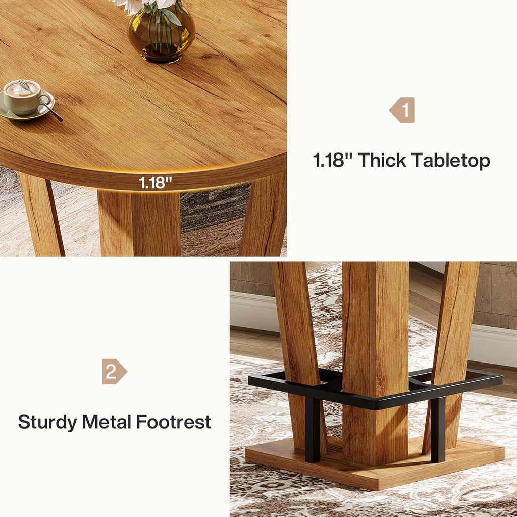 Tribesigns Round Bar Table, 39.4" H Circle High Top Bistro Pub Table with Metal Footrest for Small Spaces, Living Room, Kitchen, Small Space (Only Table)
