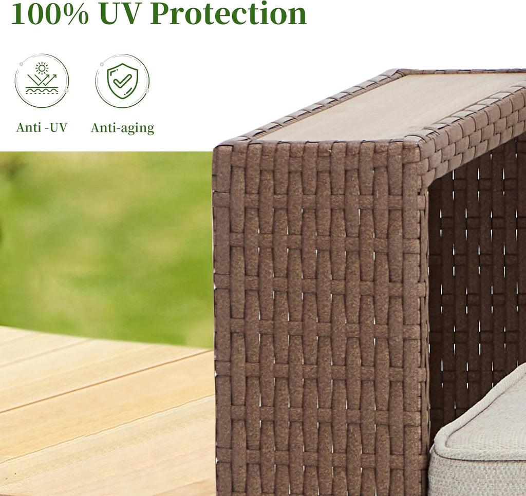 Bonzy Home Wicker Patio Chair, 360° Swivel Rattan Outdoor Patio Chairs with Extra-Thick Soft Cushions and Widened Armrest for Porch, Garden Poolside Balcony