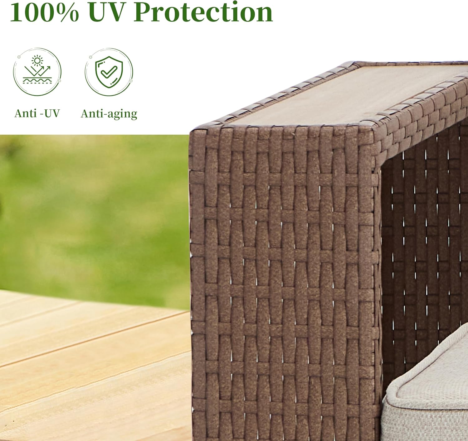 Bonzy Home Wicker Patio Chair, 360° Swivel Rattan Outdoor Patio Chairs with Extra-Thick Soft Cushions and Widened Armrest for Porch, Garden Poolside Balcony