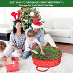 Christmas Wreath Storage Container - 30 Inch Wreath Storage Organizer bag -Durable Handles - Holiday and Seasonal Wreath Storage Bags - 1 Pack