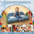Costzon Modular Kids Play Couch, Snow Mountain Theme Toddler Foam Building Fort for Inspiring Creativity, Convertible Foam and Floor Cushion for Boys Girls for Playroom, Bedroom Gifts (Snow Mountain)