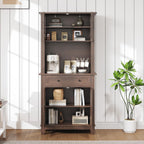 CAIBHOME Modern Kitchen Pantry Storage Cabinet, 72" Tall Coffee Bar Cabinet with 1 Large Storage Drawer, Kitchen Hutch Bar Cabinets, Dining Room, Living Room, Brown