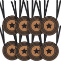 VHC Brands Farmhouse Star Primitive Chair Pad Seat Cushion, Round, Braided Jute, Black Tan, 15 inch, Set of 8