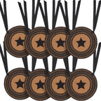 VHC Brands Farmhouse Star Primitive Chair Pad Seat Cushion, Round, Braided Jute, Black Tan, 15 inch, Set of 8