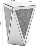 Crystal Mirrored Side Table, Living Room Side Table Sofa Couch Side Tables, Mid Century Modern End Table Accent Table, Small End Table Bedside Tables Mirrored Nightstand for Bedroom Corner
