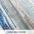 Lansny Abstract Runner Rug 2x6, Blue Washable Hallway Runner Rug Non-Slip, Soft Printed Kitchen Runner, Thin Faux Wool Runners for Hallways, Modern Floor Carpet for Entryway Bedroom Hall Indoor