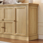 ONBRILL 63" Large Buffet Cabinet with Storage, Farmhouse Sideboard Cabinet with Grooved Barn Doors, Wood Rustic Kitchen Buffet Table Coffee Bar Storage Cabinet for Kitchen, Living Room (Natural)
