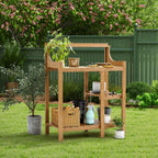LMP Potting Bench, HDPS Potting Bench Table, 37.5’’x17.5x50' (LxWxH) All Weather Potting Table Work Station for Outside Gardening, Like Teak Wood