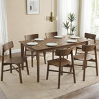 CHITA Soild Wood Dining Chairs Set of 4, Mid Century Modern Walnut Wood Kitchen Chairs with Curved Backrest, Dining Room Chair for Kitchen, Restaurant