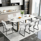 Dining Chairs Set of 2, Upholstered Velvet Dining Room Chairs Kitchen Chairs with Thick Cushion, Soft Backrest, Metal Legs, Modern Accent Side Chair for Home Living Room Bedroom, White