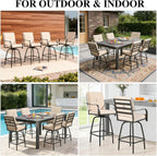 Patio Swivel Bar Stools, Outdoor Bar Height Swivel Chairs Set of 2 with Cushion & All Weather Steel Frame for Backyard, Lawn, Poolside and Balcony, Beige