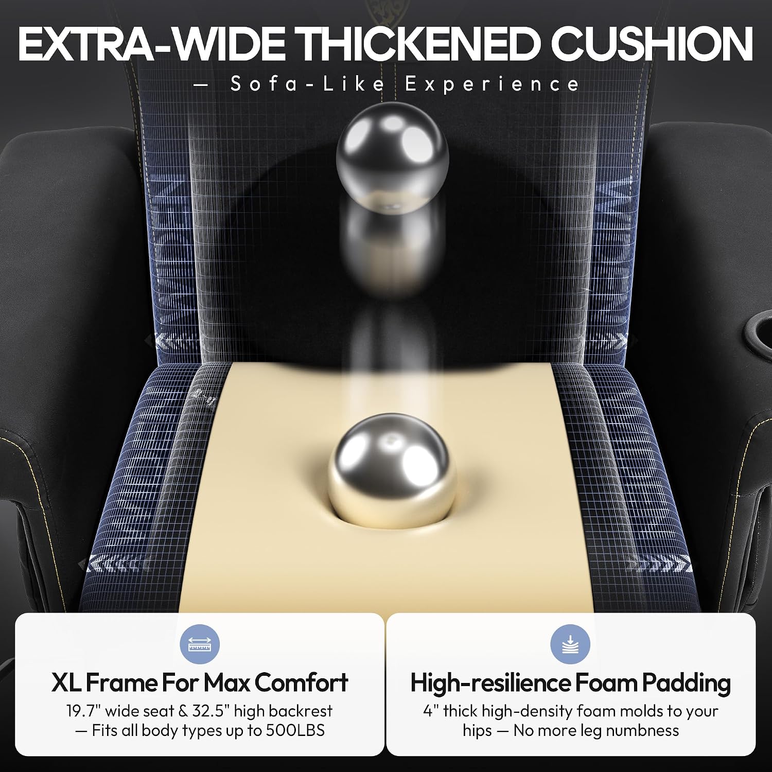 Dowinx Racing Style Gaming Recliner Chair with Massage Lumbar, Footrest, Cup Holder, Side Pouch, High Back Ergonomic Video Game Chair Reclining No Wheels Heavy Duty, Black Yellow FabricLeather