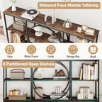 Giantex Narrow Long Console Table, 3-Tier Entryway Table with Faux Wood Grain Top&Heavy-Duty Metal Frame, Mid-Century Accent Sofa Tables with Open Storage Shelves for Living Room, Hallway(Brown+Black)