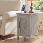 VASAGLE LIRY Collection - End Table with Charging Station, Side Table with Storage Cabinet, Night Stand for Living Room, Bedroom, Home Office, Washed Gray ULET131G101S