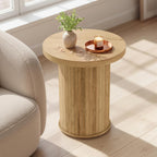 VASAGLE Round Side Table, Tambour End Table, Mid Century Modern Nightstand, Easy Assembly, for Small Spaces, Living Room, Bedroom, Home Office, 17.7 x 19.7 Inches, Natural Brown ULET295K101