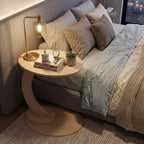 End Table,C Shaped Side Table,CouchTable that Slide Under, Wood Round Table for Couch,Small Sofa Table with Metal Frame for Bedroom,Living Room,Night Stand, Bedside Table for Small Space(Oak)
