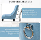 adochr Dining Chairs Set of 6, Upholstered Fabric Dining Room Chairs with Nailhead High Back & Ring Pull & Wooden Legs, Mid-Century Modern Kitchen Chairs for Restaurant, Living Room, Light Blue