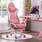 S*MAX Gaming Chair with Footrest Thicken Seat Ergonomic Gaming Chair with 3D Armrest PU Leather Gamer Chairs for Adults Headrest Lumbar Support Gaming Chairs for Adults Pink Large