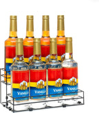 8 Bottles Coffee Syrup Rack Organizer, Coffee Syrup Stand Holder, 2 Tier Coffee Syrup Organizer for Coffee Bar Station, Wine Rack for Countertop, Bottle Display Shelf for Cocktail, Dressing