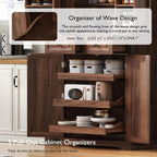 71" Tall Mid-Century Modern Kitchen Pantry with 3 Pull-Out Cabinets & 2 Drawers, Farmhouse Storage Cabinet with 6 Door Shelves & 2 Adjustable Shelves, Freestanding Cupboard for Dining Room ,Brown