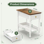 YOSHOOT Farmhouse End Table with Charging Station Set of 2 - Narrow Side Table for Living Room Bedroom Small Space, Wood Nightstand with Drawer and Power Outlets, White
